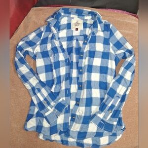 SO Kids Blue and White Plaid Button Down Shirt